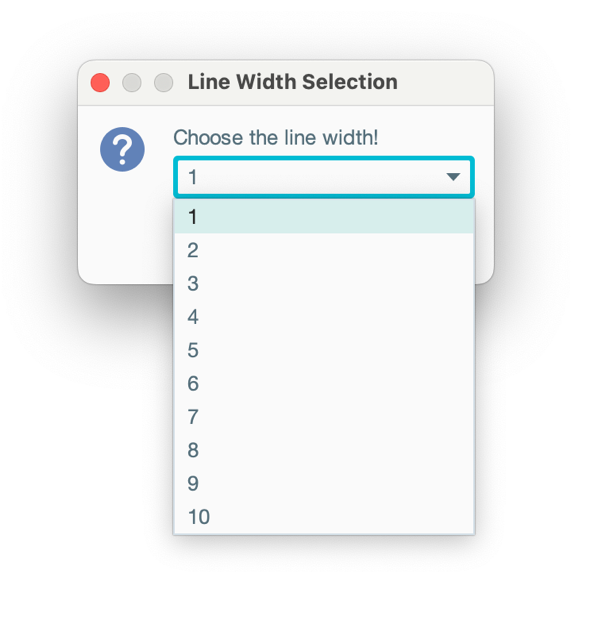JOptionPane line width selector dialog